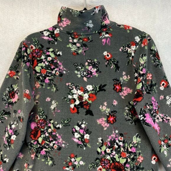 VERA BRADLEY Jacket Women's Small Gray Pink Floral Sporty Fleece Pullover Cozy - Picture 13 of 14